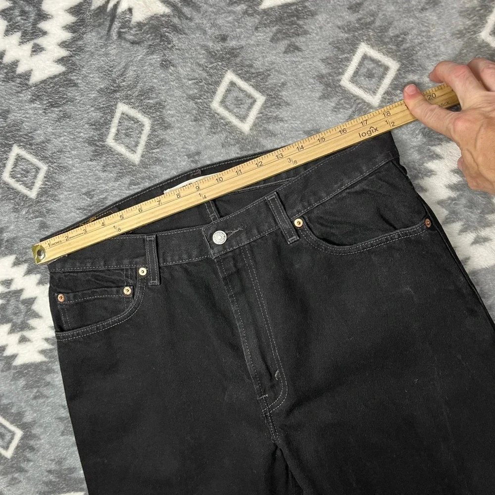 Levis 505 Regular Fit Black Denim Jeans 36x34 Mens Straight Leg VTG Y2K